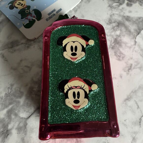 Disney Parks 2024 Mickey & Minnie Holiday Mailbox Glass Sketchbook Ornament NWT - Picture 5 of 6